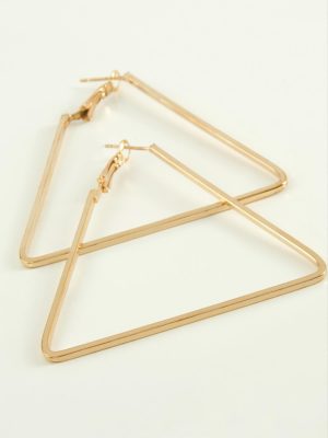 Üçgen Halka Küpe 4,5 cm-Sarı