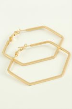 Beşgen Halka Küpe 6 cm-Sarı