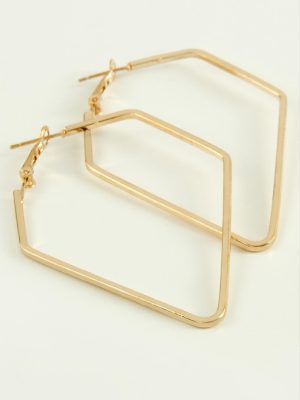 Dörtgen Halka Küpe 7 cm-Sarı