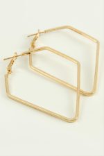 Dörtgen Halka Küpe 7 cm-Sarı - Görsel 2