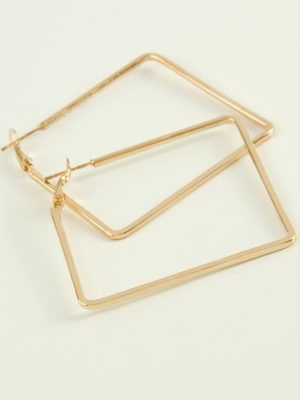 Kare Halka Küpe 4,5 cm-Sarı