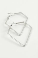 Dörtgen Halka Küpe 4,5 cm-Gümüş Rengi