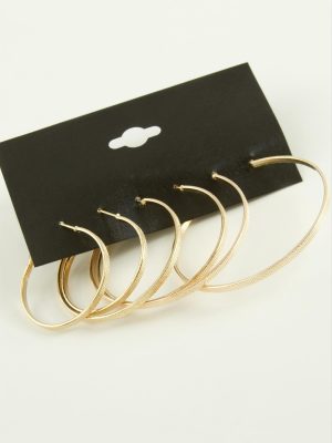 Noktalı Metal Halka Küpe 6 Adet-Sarı