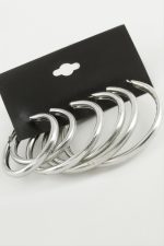 Noktalı Metal Halka Küpe 6 Adet-Gümüş Rengi