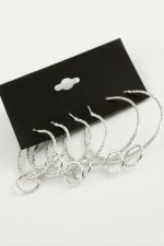 Burgulu Metal Halka Küpe 6 Adet-Gümüş Rengi