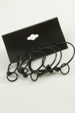 Noktalı İç İçe Metal Halka Küpe 6 Adet-Siyah - Görsel 2