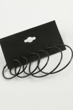 İnce Boru Metal Halka Küpe 6 Adet-Siyah