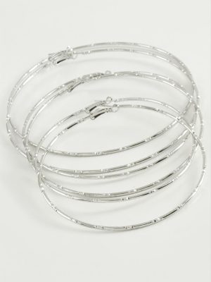 Noktalı Metal Halka Küpe 6 Adet-Gümüş Rengi