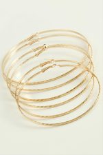 Burgulu Metal Halka Küpe 6 Adet-Sarı