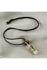 Gül Fanus Canlı Kolye-Siyah