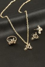 Bisiklet Mineli Set Kolye-Sarı - Görsel 2