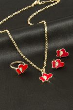 Kalp Mineli Set Kolye-Sarı - Görsel 2