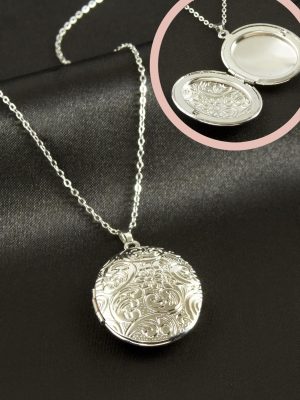 Oval Kapaklı Çelik Kolye-Sarı