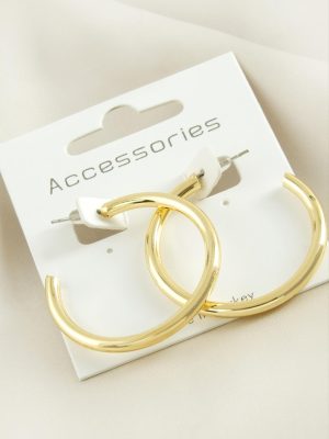 Boru Halka Küpe 3,5 cm-Sarı