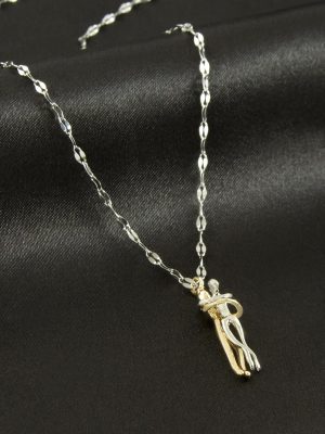 Aşkla Bağlı Çift Çelik Kolye-Gümüş Rengi