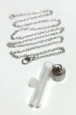 Metal Kapaklı Boş Fanus Canlı Kolye-Gümüş Rengi - Görsel 4