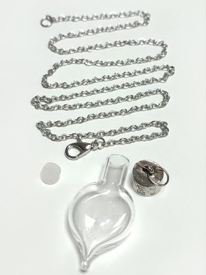 Metal Kapaklı Boş Fanus Canlı Kolye-Gümüş Rengi