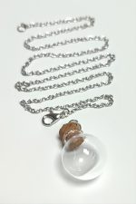 Mantar Kapaklı Boş Fanus Canlı Kolye-Gümüş Rengi