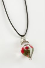 Gül Sulu Fanus Canlı Kolye-Kırmızı - Görsel 3