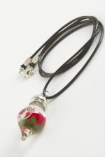 Gül Sulu Fanus Canlı Kolye-Kırmızı - Görsel 2