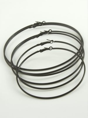 Ezme Metal Halka Küpe 6 Adet-Siyah