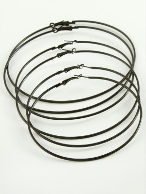 Ezme Çizgili Metal Halka Küpe 6 Adet-Siyah