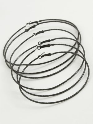 Çizgili Metal Halka Küpe 6 Adet-Sarı