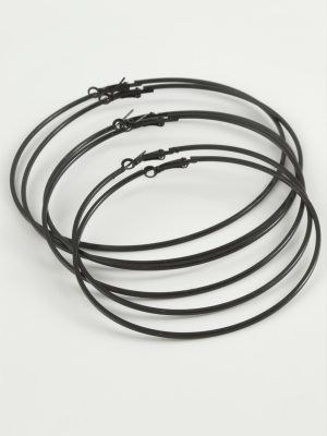 İnce Boru Metal Halka Küpe 6 Adet-Siyah