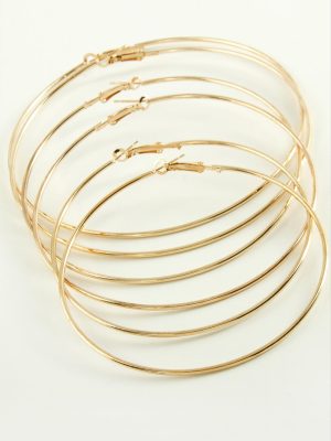 İnce Boru Metal Halka Küpe 6 Adet-Sarı