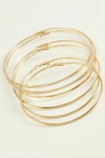 Ezme Çizgili Metal Halka Küpe 6 Adet-Sarı