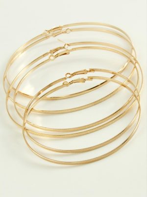 Noktalı Metal Halka Küpe 6 Adet-Sarı