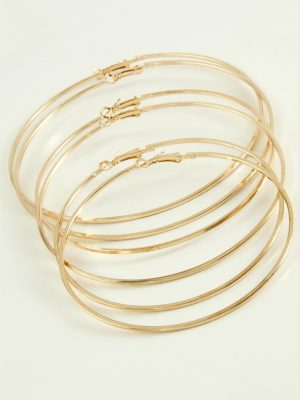 Ezme Metal Halka Küpe 6 Adet-Sarı