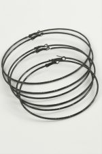 Noktalı Metal Halka Küpe 6 Adet-Siyah