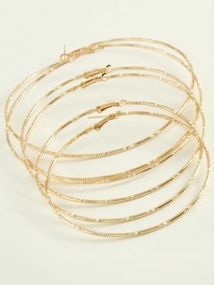 Noktalı Metal Halka Küpe 6 Adet-Sarı