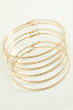 Zikzak Desenli Metal Halka Küpe 6 Adet-Sarı