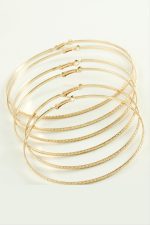 Zikzak Desenli Metal Halka Küpe 6 Adet-Sarı - Görsel 2