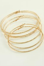 Çizgifli Desenli Metal Halka Küpe 6 Adet-Sarı - Görsel 2