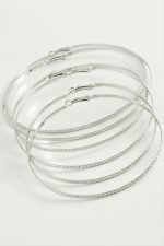 Zikzak Desenli Metal Halka Küpe 6 Adet-Gümüş Rengi - Görsel 2