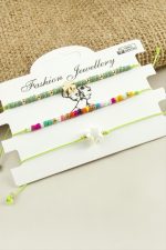 3 Adet Yıldız Yonca Kum Boncuk Bileklik-Lila