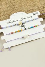 3 Adet Yıldız Yonca Kum Boncuk Bileklik-Lila - Görsel 3