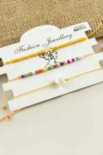 3 Adet Yıldız Yonca Kum Boncuk Bileklik-Sarı - Görsel 3