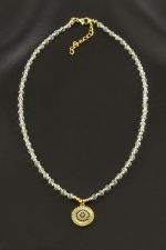 Nazar Zirkon Taşlı Kristal Kolye-Sarı - Görsel 2