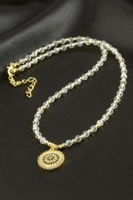 Nazar Zirkon Taşlı Kristal Kolye-Sarı