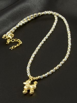 Köpek Kristal Kolye-Sarı