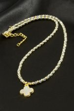 Çiçek Sedef Kristal Kolye-Sarı