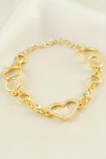 Kalp Taşlı Bileklik-Sarı - Görsel 2