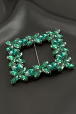 Çiçek Kare Taşlı Kemer Tokası-Yeşil - Görsel 2