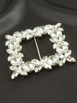 Çiçek Kare Taşlı Kemer Tokası-Yeşil