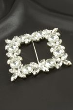 Çiçek Kare Taşlı Kemer Tokası-Gümüş Rengi - Görsel 2