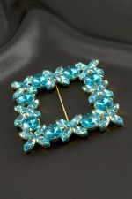 Çiçek Kare Taşlı Kemer Tokası-Mavi - Görsel 2